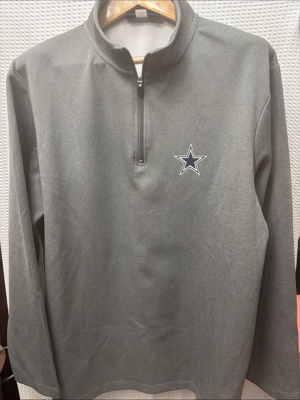 Men's Charcoal Quarter-Zip Sweater with Star Chest Logo
